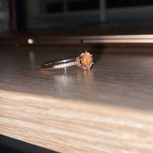 Pandora Pink Sparkling Crown Solitaire Rose Gold Ring